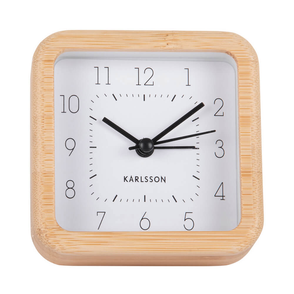 Present Time Karlsson Alarm Clock Neat Bamboo Square